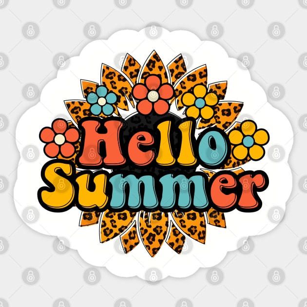 Hello Summer Sublimation Leo Pattern Sunflower Summer T-Shirt Sticker by MekiBuzz Graphics